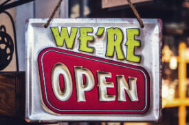 Open for business sign